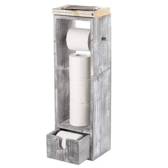 Nex Other - NEW NEX Country Wooden Wood Rustic Bath Toilet Paper Holder Storage Drawer Stand